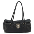 PRADA Shoulder Bag Leather Black Silver Auth 189148A-2