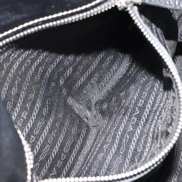 PRADA Shoulder Bag Leather Black Silver Auth 189148A
