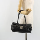 PRADA Shoulder Bag Leather Black Silver Auth 189148A-24