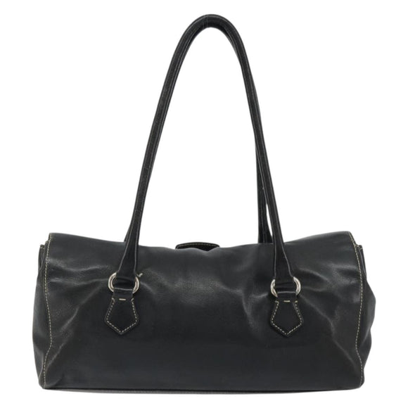 PRADA Shoulder Bag Leather Black Silver Auth 189148A