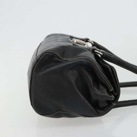 PRADA Shoulder Bag Leather Black Silver Auth 189148A