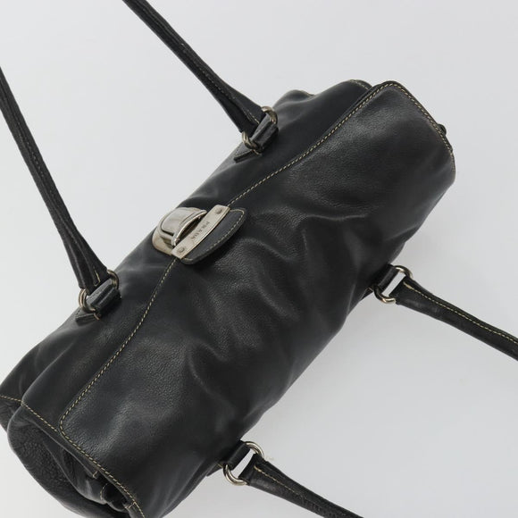 PRADA Shoulder Bag Leather Black Silver Auth 189148A