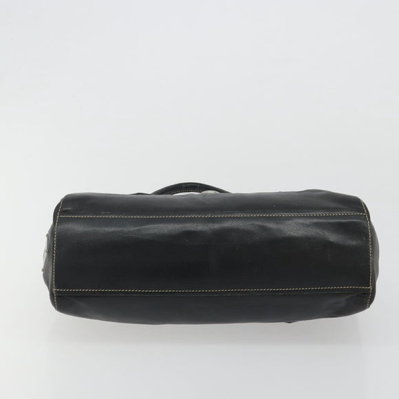 PRADA Shoulder Bag Leather Black Silver Auth 189148A
