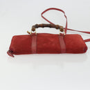 GUCCI Bamboo Shoulder Wallet Outlet Suede 2way Red Gold Auth 189149-5
