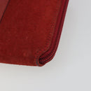 GUCCI Bamboo Shoulder Wallet Outlet Suede 2way Red Gold Auth 189149-16