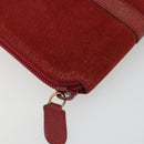 GUCCI Bamboo Shoulder Wallet Outlet Suede 2way Red Gold Auth 189149-17