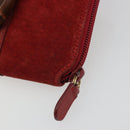 GUCCI Bamboo Shoulder Wallet Outlet Suede 2way Red Gold Auth 189149-18