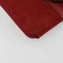 GUCCI Bamboo Shoulder Wallet Outlet Suede 2way Red Gold Auth 189149-19