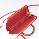GUCCI Bamboo Shoulder Wallet Outlet Suede 2way Red Gold Auth 189149-20