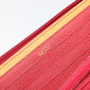 GUCCI Bamboo Shoulder Wallet Outlet Suede 2way Red Gold Auth 189149-21