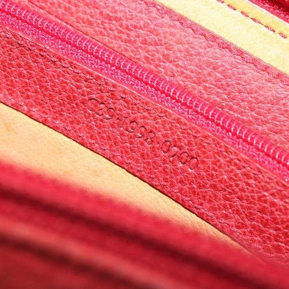 GUCCI Bamboo Shoulder Wallet Outlet Suede 2way Red Gold Auth 189149