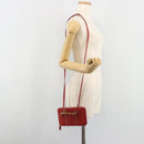 GUCCI Bamboo Shoulder Wallet Outlet Suede 2way Red Gold Auth 189149-27