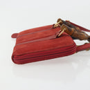 GUCCI Bamboo Shoulder Wallet Outlet Suede 2way Red Gold Auth 189149-3
