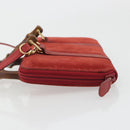 GUCCI Bamboo Shoulder Wallet Outlet Suede 2way Red Gold Auth 189149-4