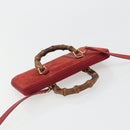 GUCCI Bamboo Shoulder Wallet Outlet Suede 2way Red Gold Auth 189149-6