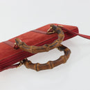 GUCCI Bamboo Shoulder Wallet Outlet Suede 2way Red Gold Auth 189149-7