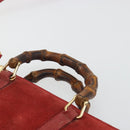 GUCCI Bamboo Shoulder Wallet Outlet Suede 2way Red Gold Auth 189149-14