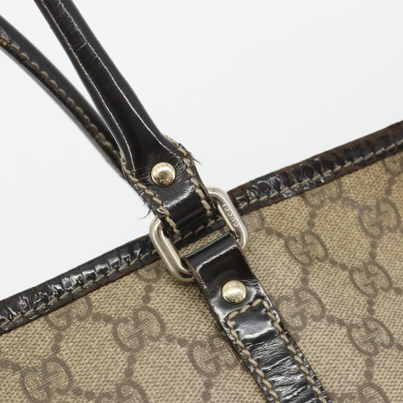 GUCCI GG Supreme Tote Bag PVC Beige Gold 197953 Auth 189151