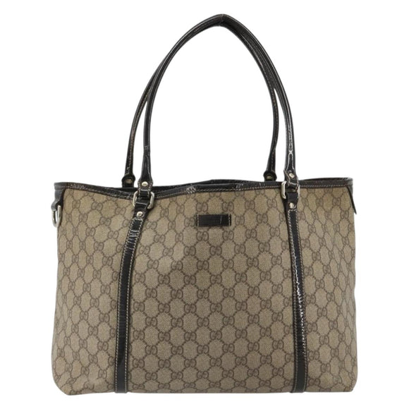 GUCCI GG Supreme Tote Bag PVC Beige Gold 197953 Auth 189151