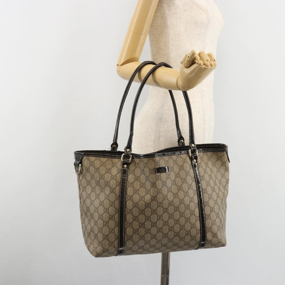 GUCCI GG Supreme Tote Bag PVC Beige Gold 197953 Auth 189151