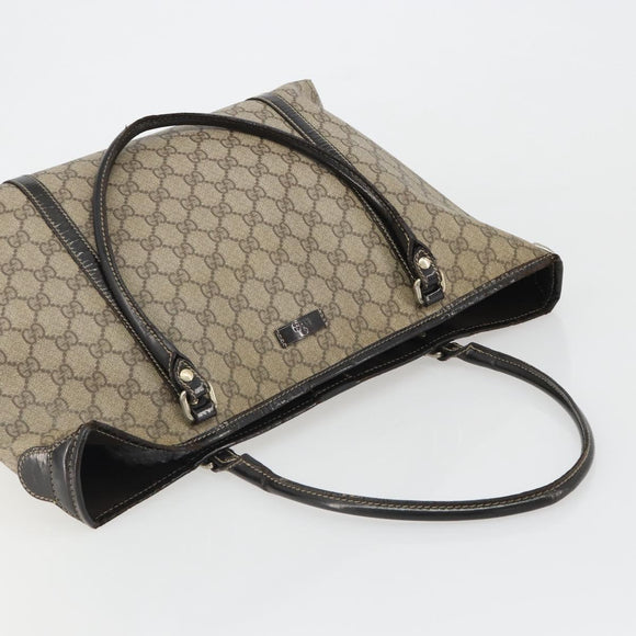 GUCCI GG Supreme Tote Bag PVC Beige Gold 197953 Auth 189151