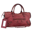 BALENCIAGA The Part Time Hand Bag Leather 2way Red 168028 Auth 189152A-1