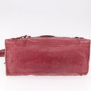 BALENCIAGA The Part Time Hand Bag Leather 2way Red 168028 Auth 189152A-11