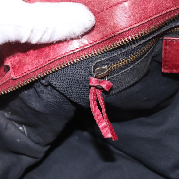 BALENCIAGA The Part Time Hand Bag Leather 2way Red 168028 Auth 189152A