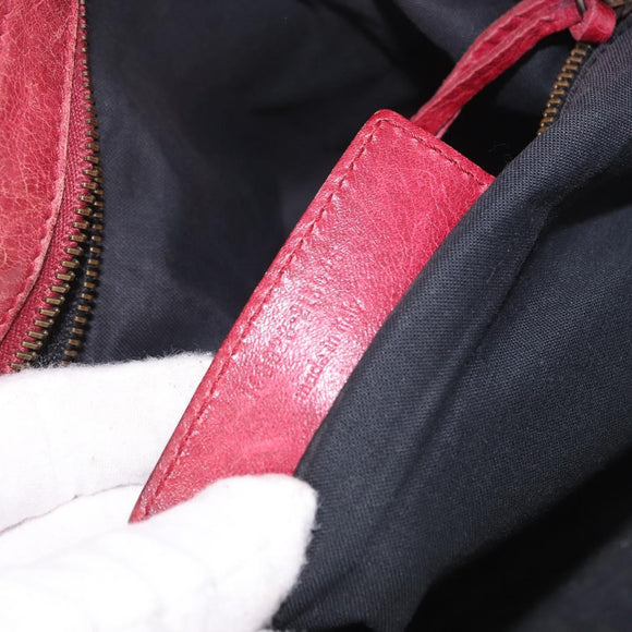BALENCIAGA The Part Time Hand Bag Leather 2way Red 168028 Auth 189152A