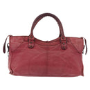 BALENCIAGA The Part Time Hand Bag Leather 2way Red 168028 Auth 189152A-3