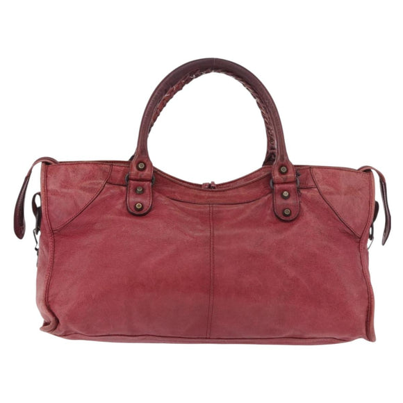 BALENCIAGA The Part Time Hand Bag Leather 2way Red 168028 Auth 189152A