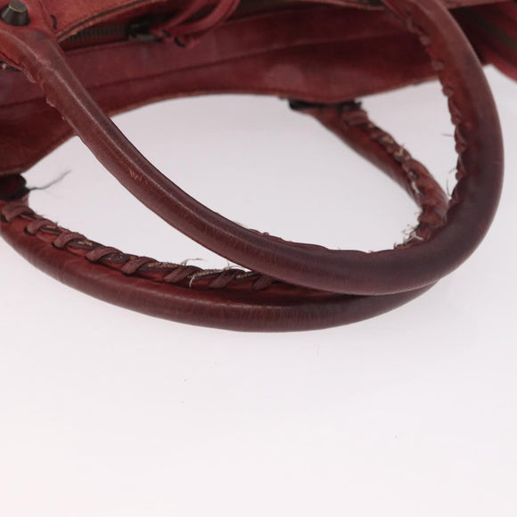 BALENCIAGA The Part Time Hand Bag Leather 2way Red 168028 Auth 189152A
