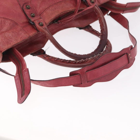BALENCIAGA The Part Time Hand Bag Leather 2way Red 168028 Auth 189152A