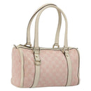 GUCCI GG Canvas Abbey Boston Bag Pink Gold Auth 189155-1