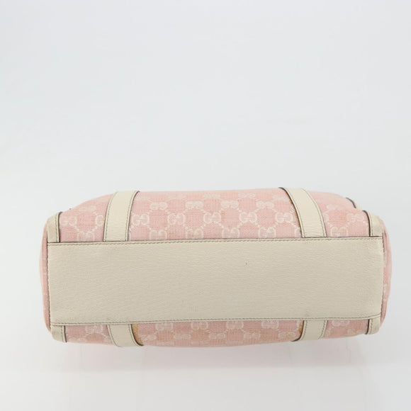 GUCCI GG Canvas Abbey Boston Bag Pink Gold Auth 189155