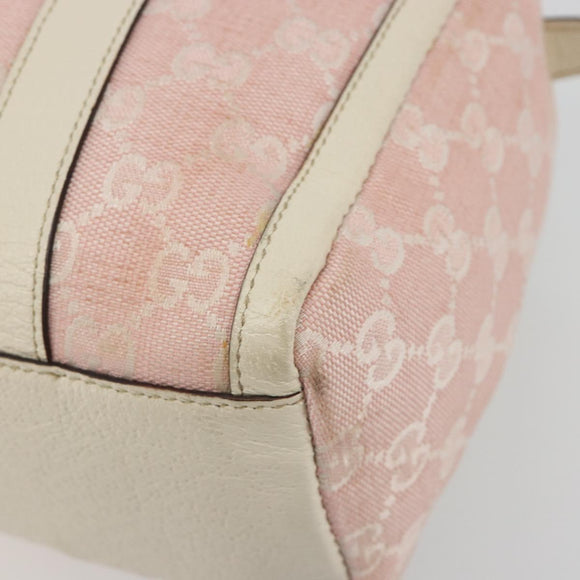 GUCCI GG Canvas Abbey Boston Bag Pink Gold Auth 189155
