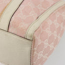 GUCCI GG Canvas Abbey Boston Bag Pink Gold Auth 189155-17