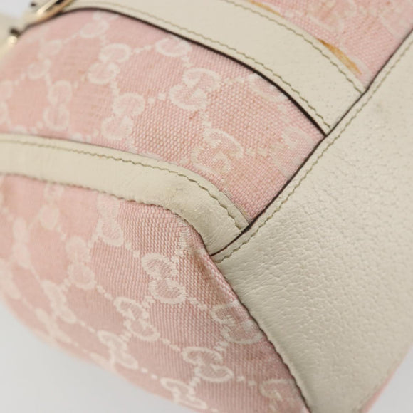 GUCCI GG Canvas Abbey Boston Bag Pink Gold Auth 189155