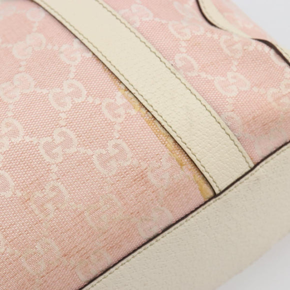 GUCCI GG Canvas Abbey Boston Bag Pink Gold Auth 189155