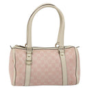 GUCCI GG Canvas Abbey Boston Bag Pink Gold Auth 189155-13