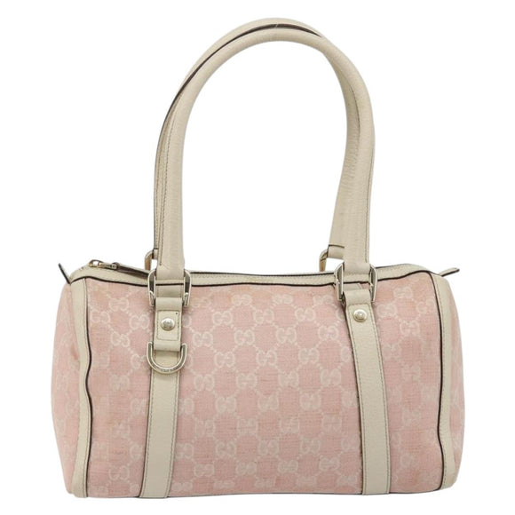 GUCCI GG Canvas Abbey Boston Bag Pink Gold Auth 189155