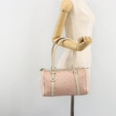 GUCCI GG Canvas Abbey Boston Bag Pink Gold Auth 189155-25