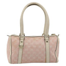 GUCCI GG Canvas Abbey Boston Bag Pink Gold Auth 189155-2