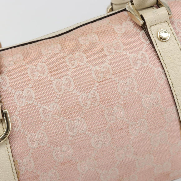 GUCCI GG Canvas Abbey Boston Bag Pink Gold Auth 189155