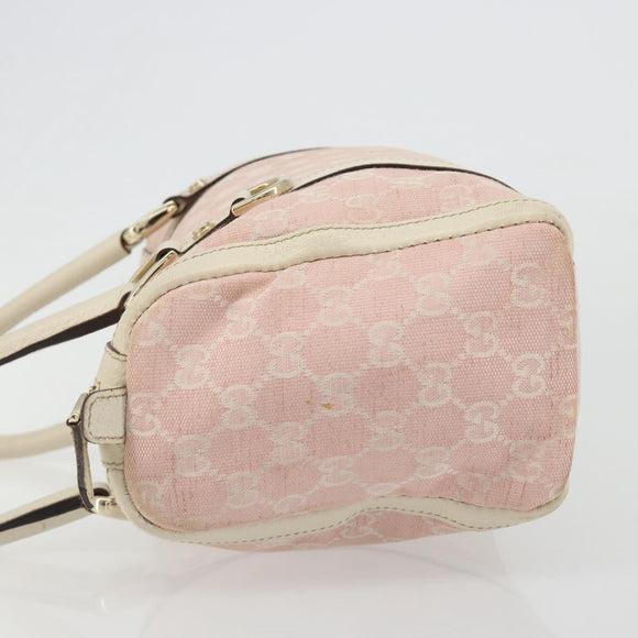 GUCCI GG Canvas Abbey Boston Bag Pink Gold Auth 189155
