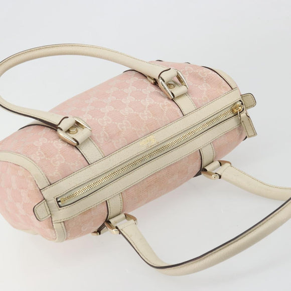 GUCCI GG Canvas Abbey Boston Bag Pink Gold Auth 189155