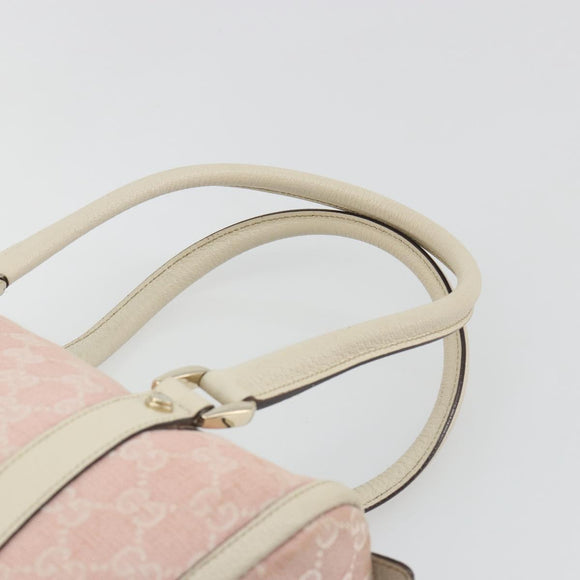 GUCCI GG Canvas Abbey Boston Bag Pink Gold Auth 189155