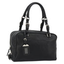 PRADA Boston Bag Leather Black Silver Auth 189156SAV-1