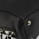 PRADA Boston Bag Leather Black Silver Auth 189156SAV-16