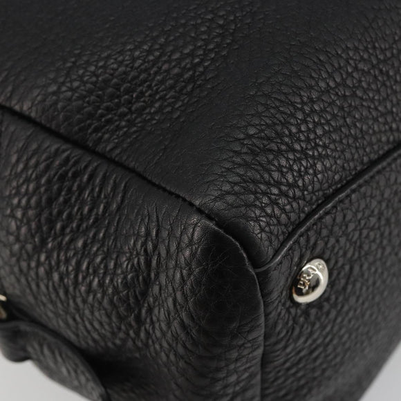 PRADA Boston Bag Leather Black Silver Auth 189156SAV